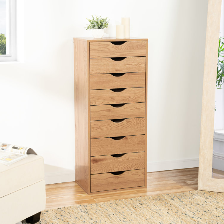 Latitude Run® Hineefah 9 Drawer Chest, Wood Storage Dresser Cabinet with Wheels, Large Craft ...